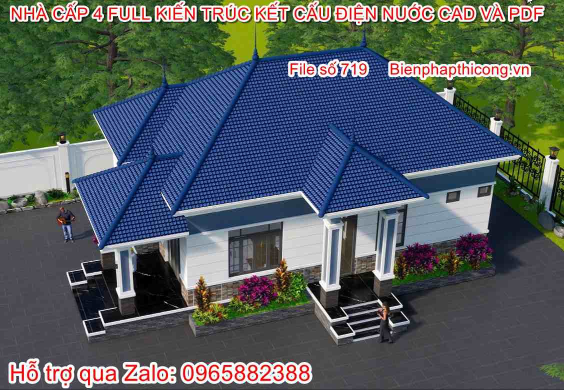 Bản vẽ cad nhà cấp 4 đẹp.