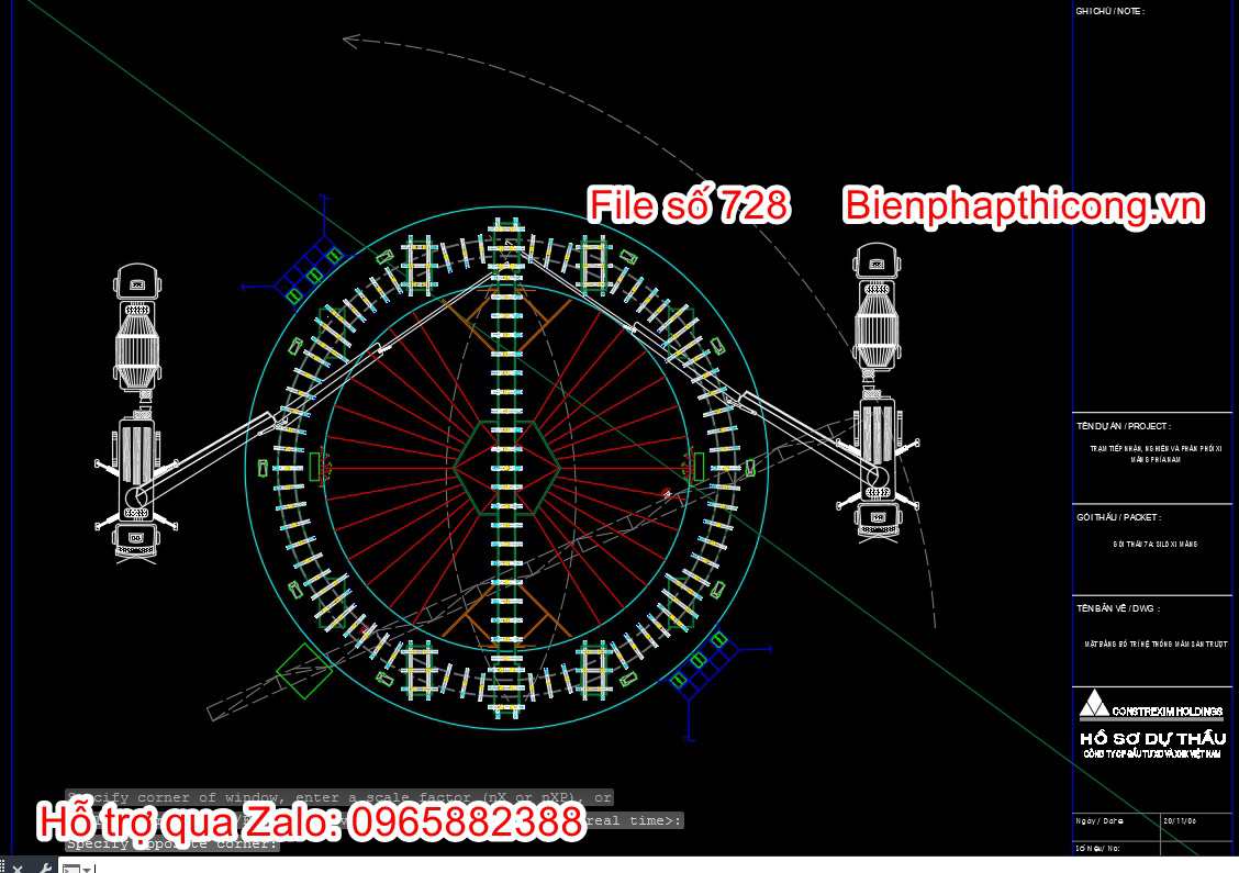 Biện pháp bố trí hệ thống mâm sàn trượt silo xi măng.