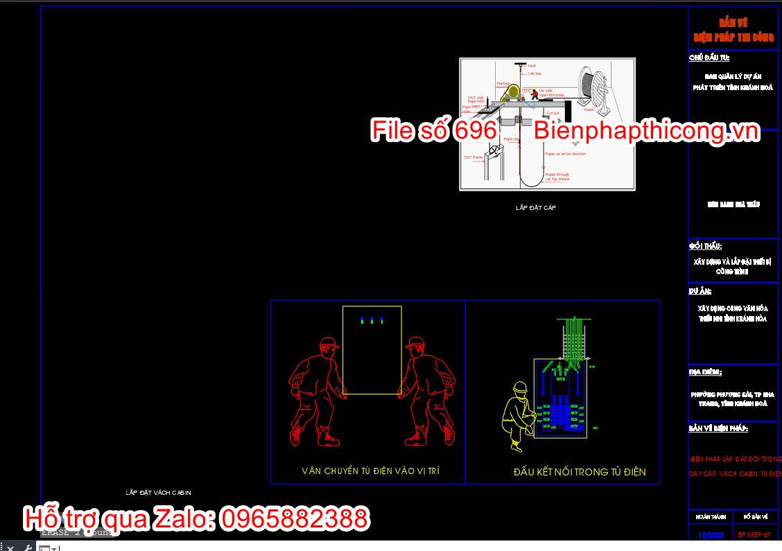 Biện pháp lắp đặt đối trọng dây cáp vách cabin.