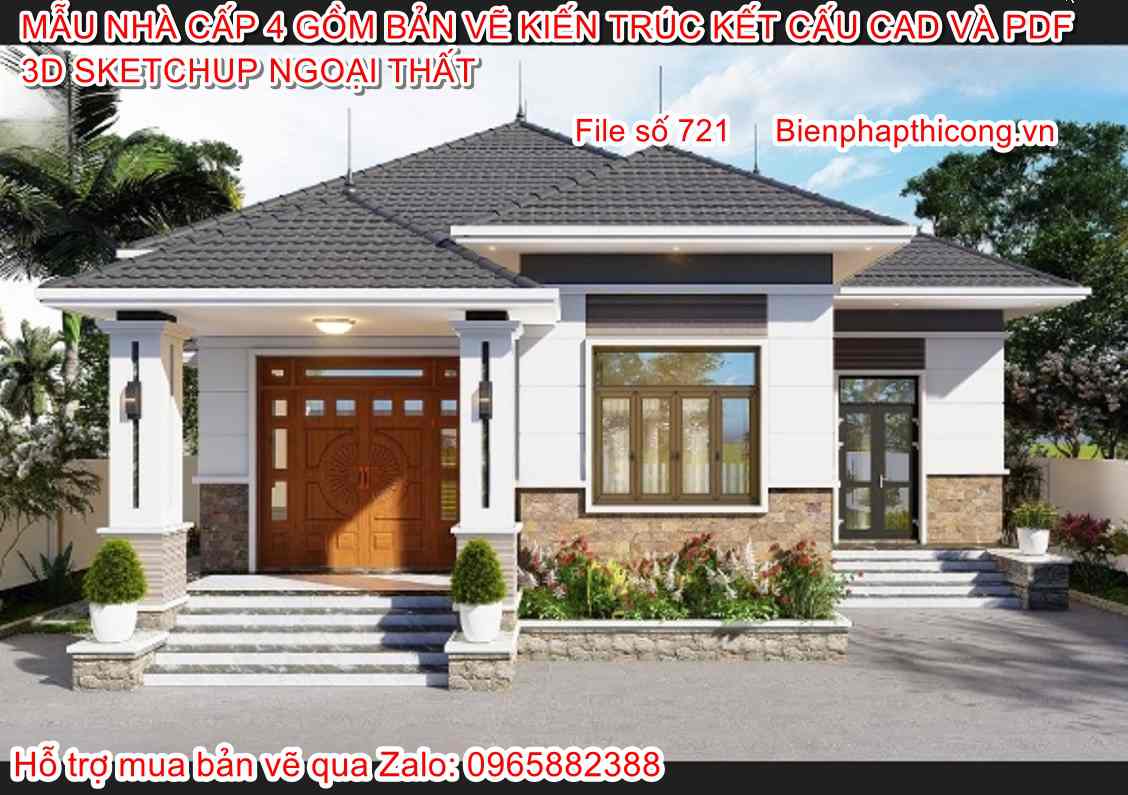 Mẫu hstk bản vẽ cad nhà cấp 4 file cad và pdf.