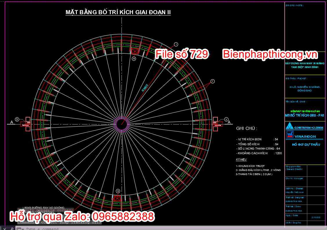 Tải bản vẽ cad biện pháp thi công silo kích giai đoạn 1.