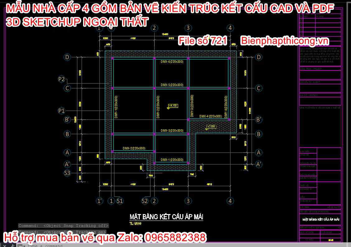 File thiết kế kết cấu nhà cấp 4 130m2 đẹp.