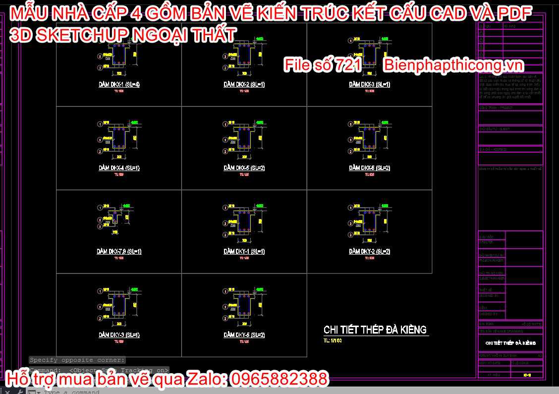 Bản vẽ thiết kế kết cấu dầm sàn nhà cấp 4 đẹp.