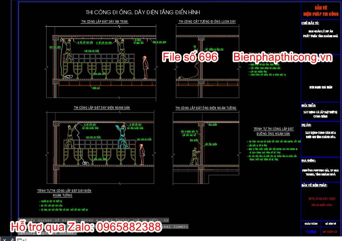 Biện pháp thi công đi ống, dây điện tầng điển hình.
