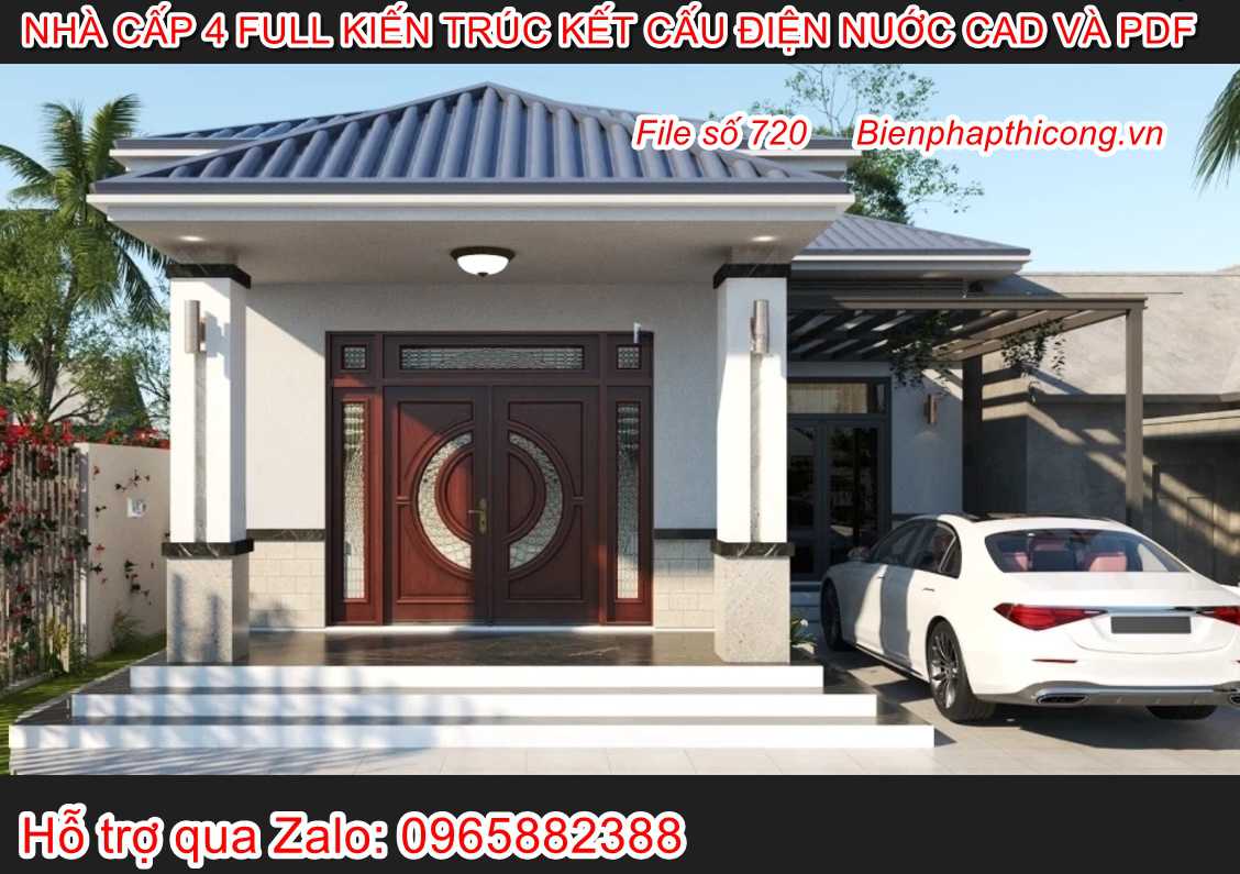 Bản vẽ xây dựng nhà cấp 4 chữ L 8,5m x 16m.