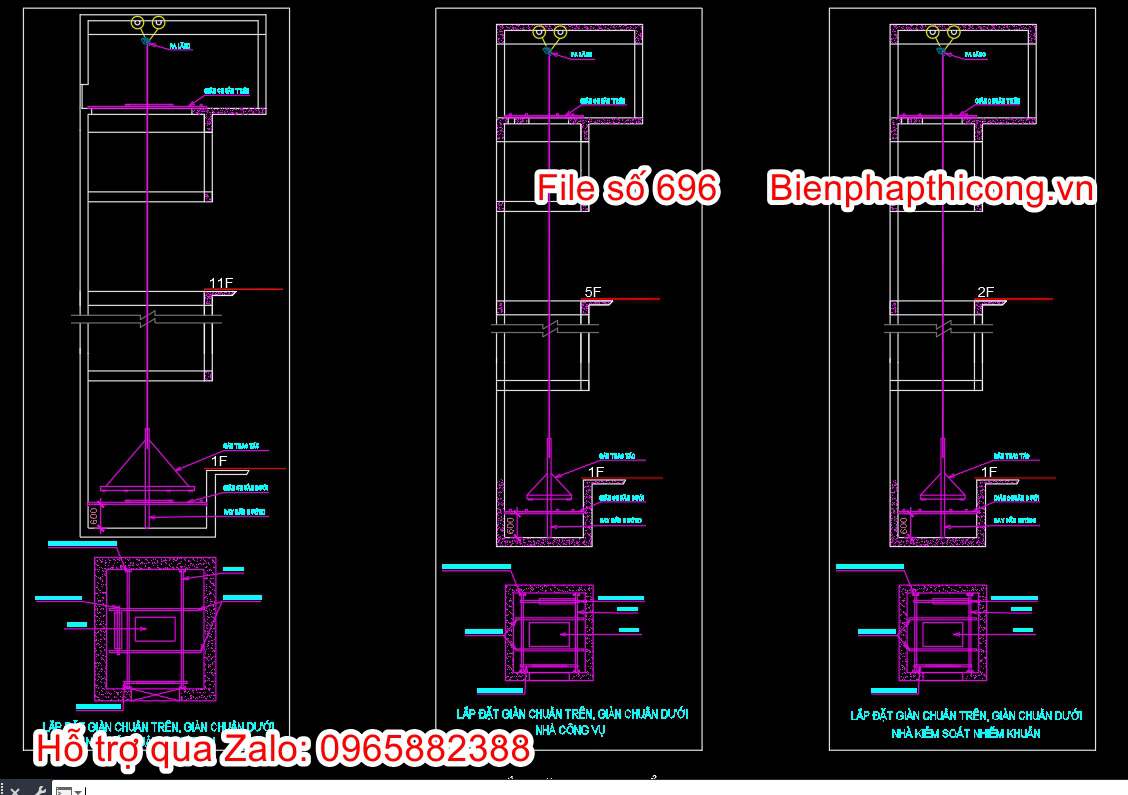 Biện pháp lắp đặt giàn chuẩn trên và giàn chuẩn dưới.