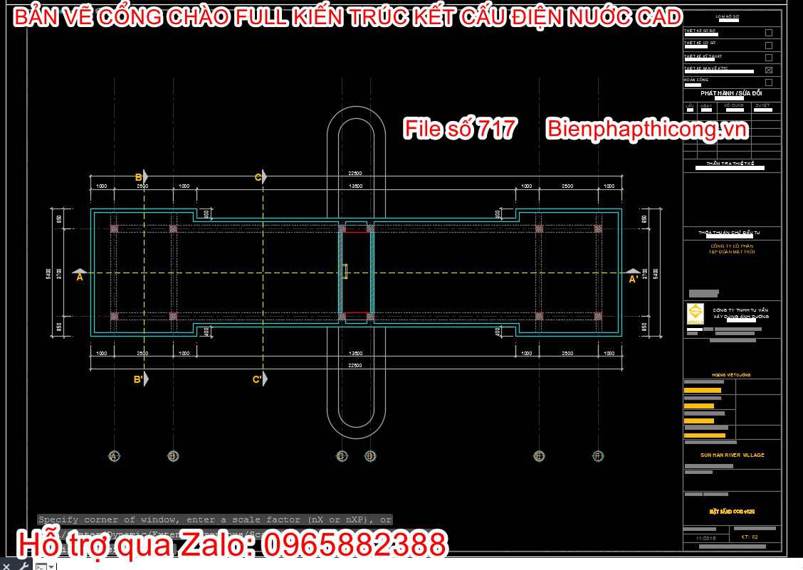 File autocad cổng chào cad đẹp.
