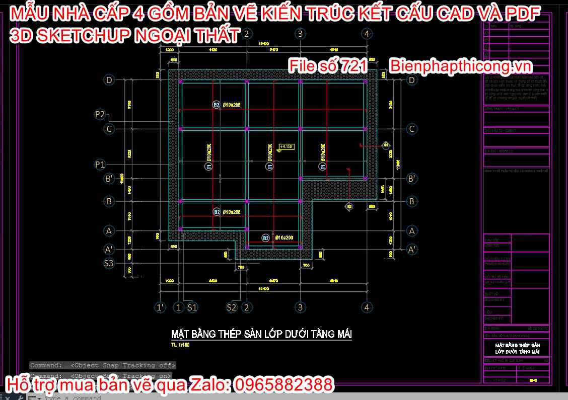 Bản vẽ kết cấu mái nhà cấp 4 700 triệu đến 900 triệu.