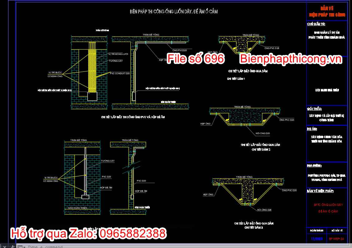 Biện pháp thi công ống luồn dây, đế âm ổ cắm.