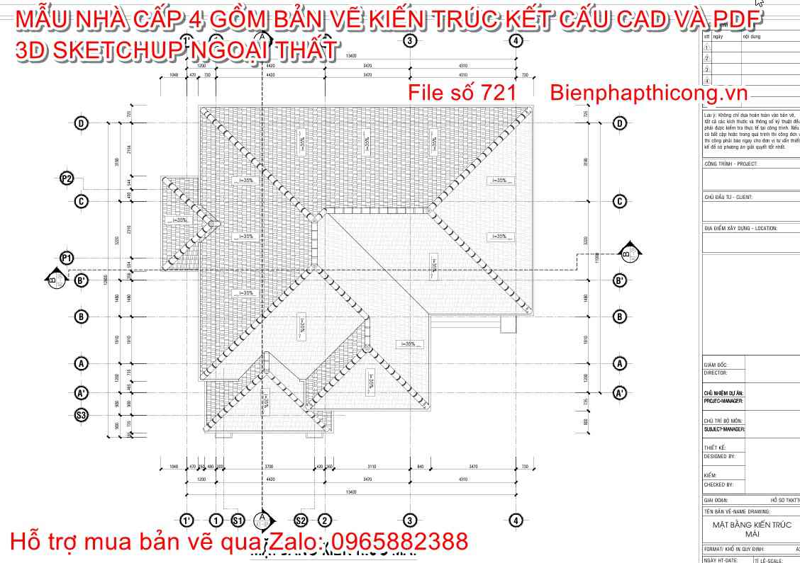 Hồ sơ bản vẽ cad file pdf nhà mái nhật đẹp.