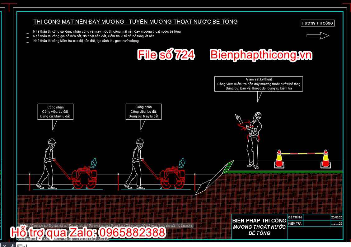 Thi công mặt nền đáy mương tuyến mương thoát nước bê tông.