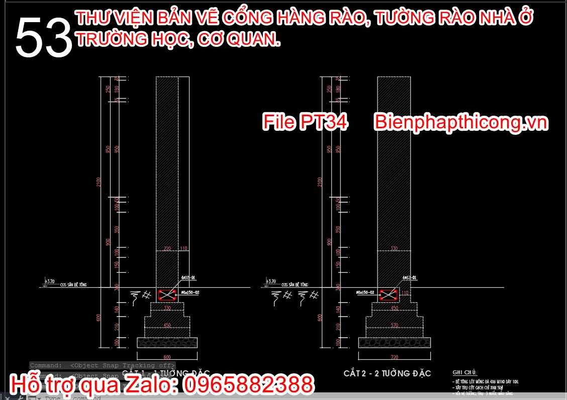 Thư viện bản vẽ thiết kế mặt cắt tường đặc cad.