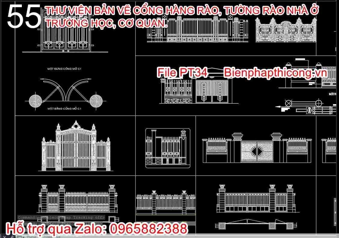 Các bản vẽ thiết kế các phương án cổng cad.