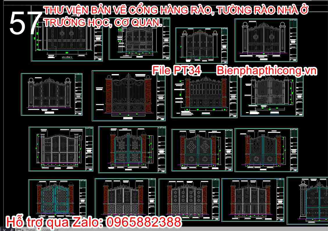 Các bản vẽ thiết kế cổng 2 cánh và 4 cánh đẹp.