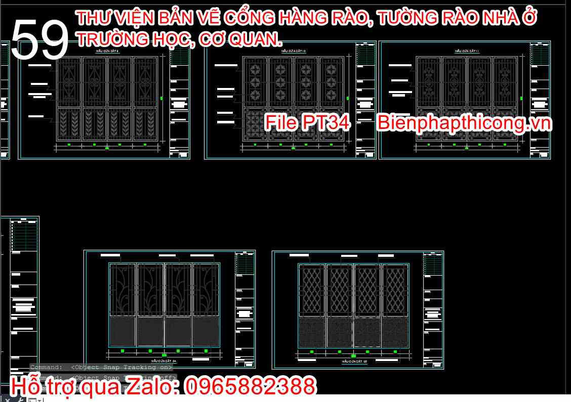 Bản vẽ thiết kế cổng 4 cánh hoa sắt đẹp.