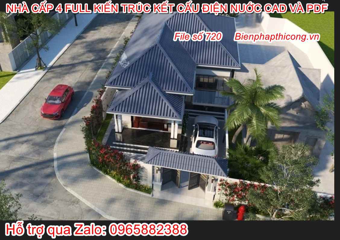 File autocad nhà mái nhật 3 ngủ dưới 1 tỷ.