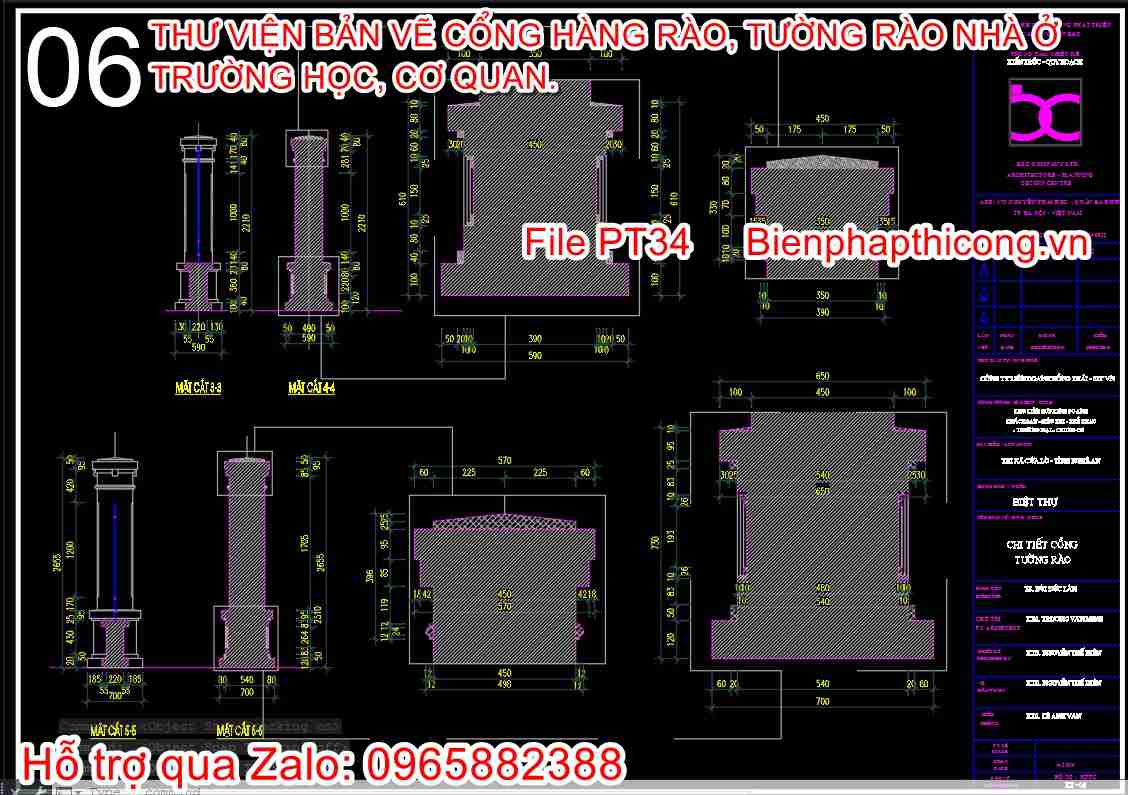 File bản vẽ mẫu chi tiết trụ cổng cad.