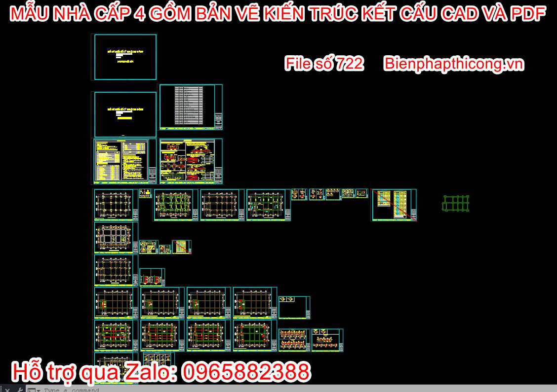 Hồ sơ bản vẽ phần kết cấu nhà cấp 4 3 ngủ mặt tiền 9m.