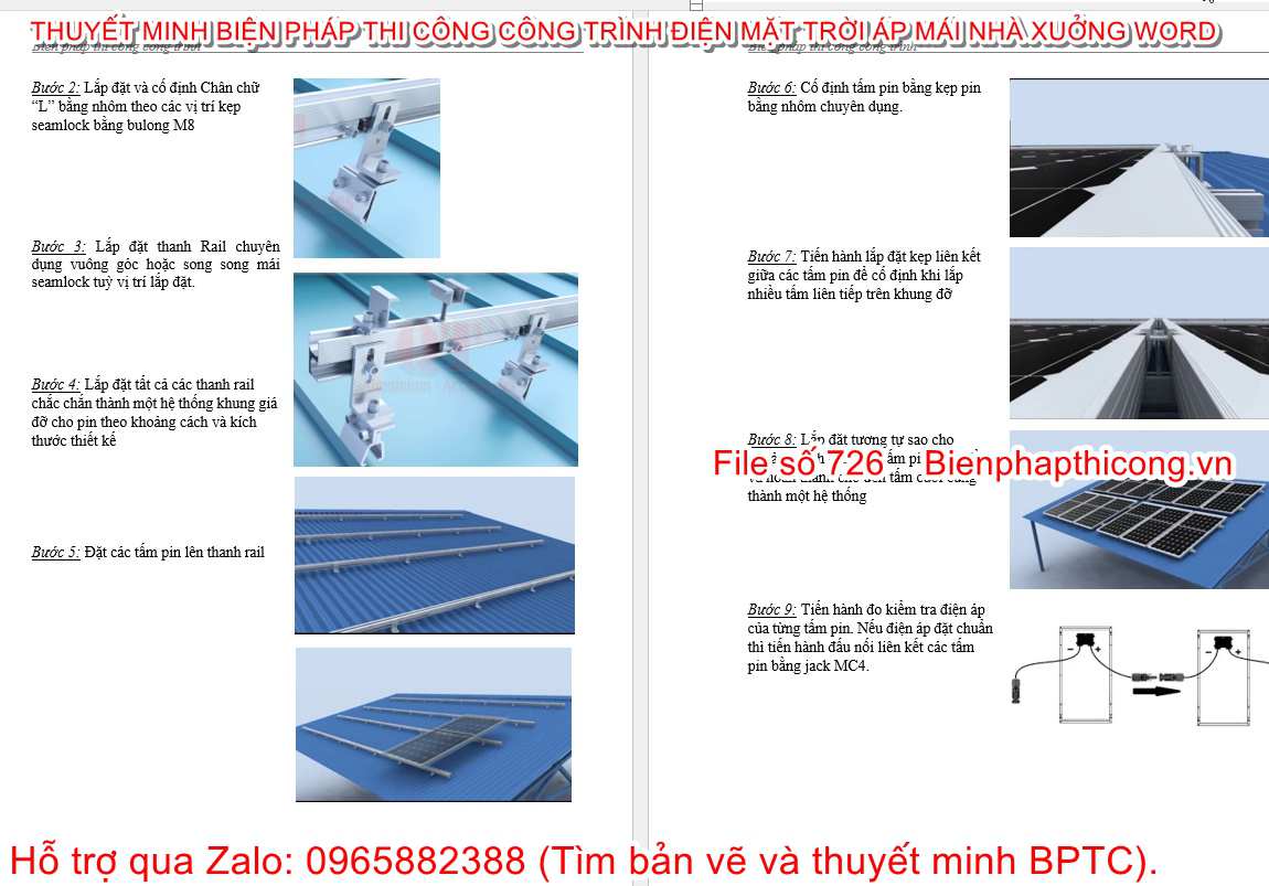Biện pháp lắp đặt tấm pin năng lượng mặt trời.