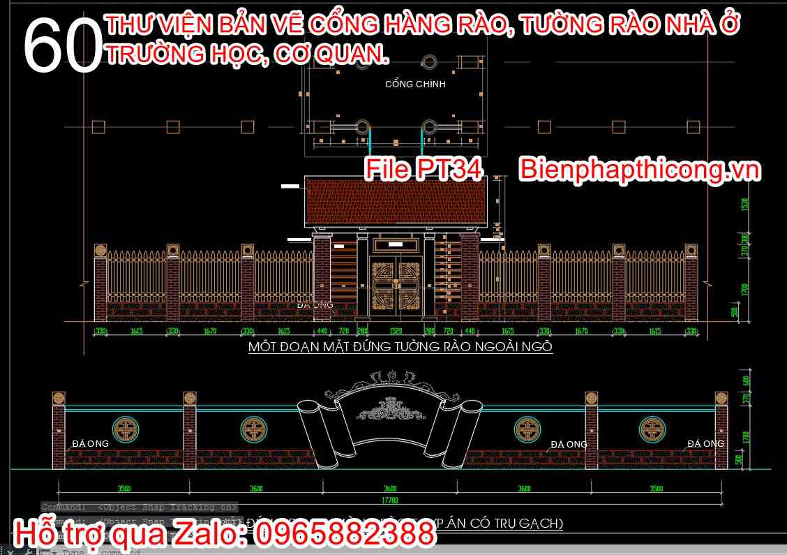 Bản vẽ thiết kế cổng tường rào đẹp cad.