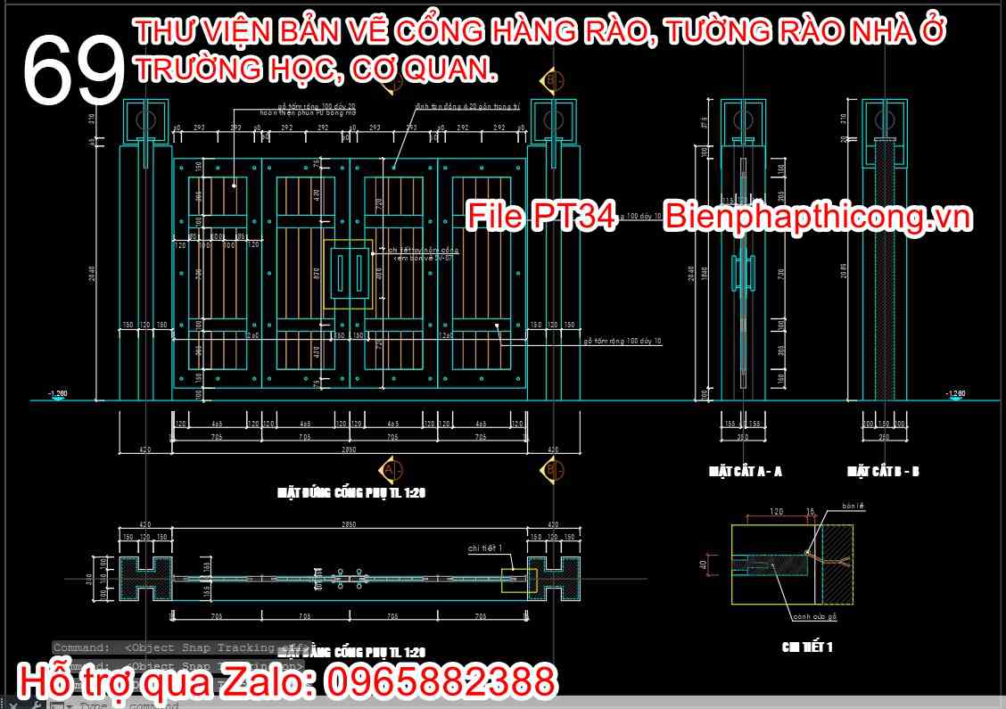Bản vẽ thiết kế cổng 4 cánh phun PU