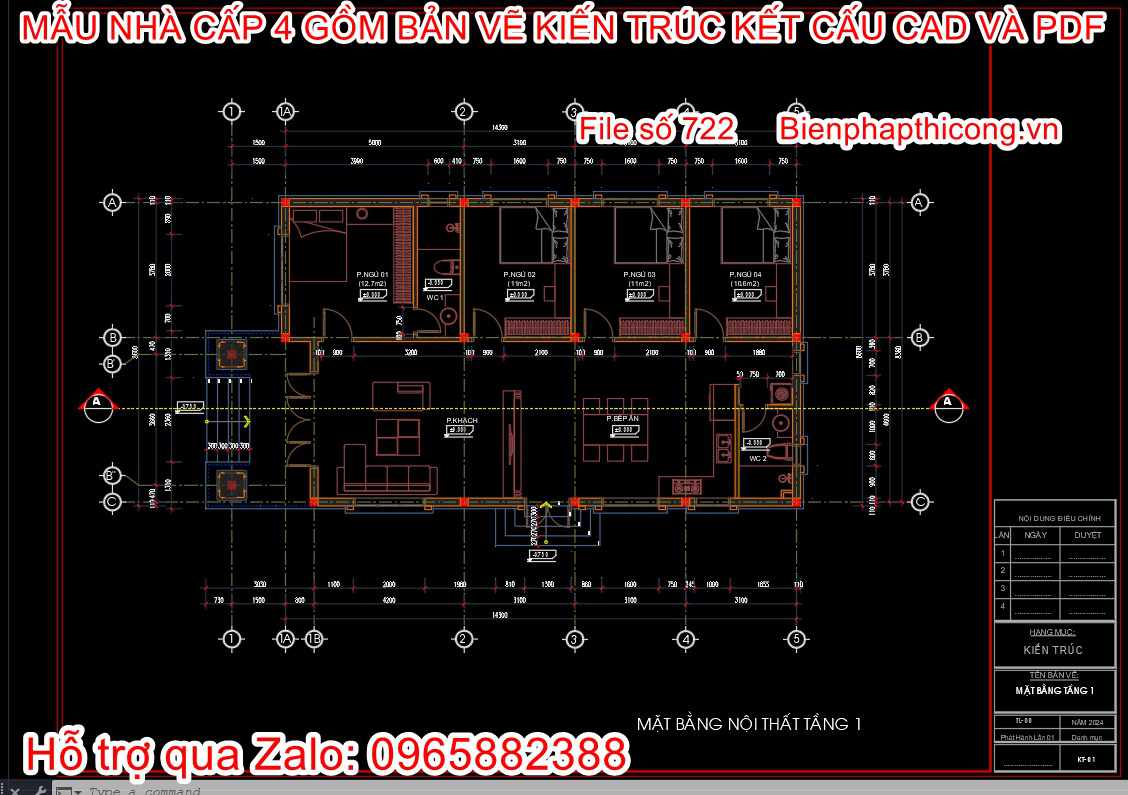 Bản vẽ mặt bằng nhà cấp 4 mặt tiền 9m x 15m đẹp.