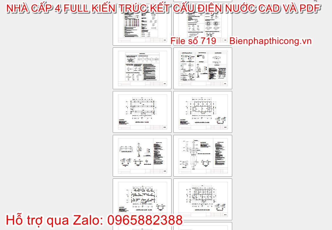 File pdf nhà cấp 4 mái nhật full cad 3 ngủ.