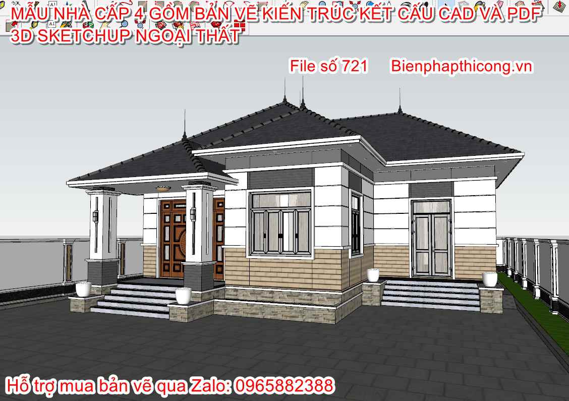 File sketchup 3d nhà cấp 4 skp đẹp.