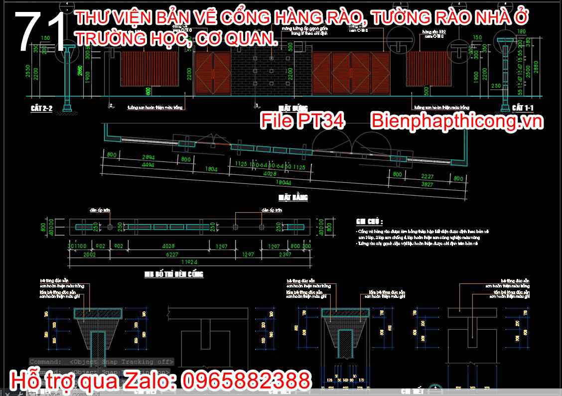 Tải bản vẽ thiết kế cổng tường rào nhà biệt thự cad.
