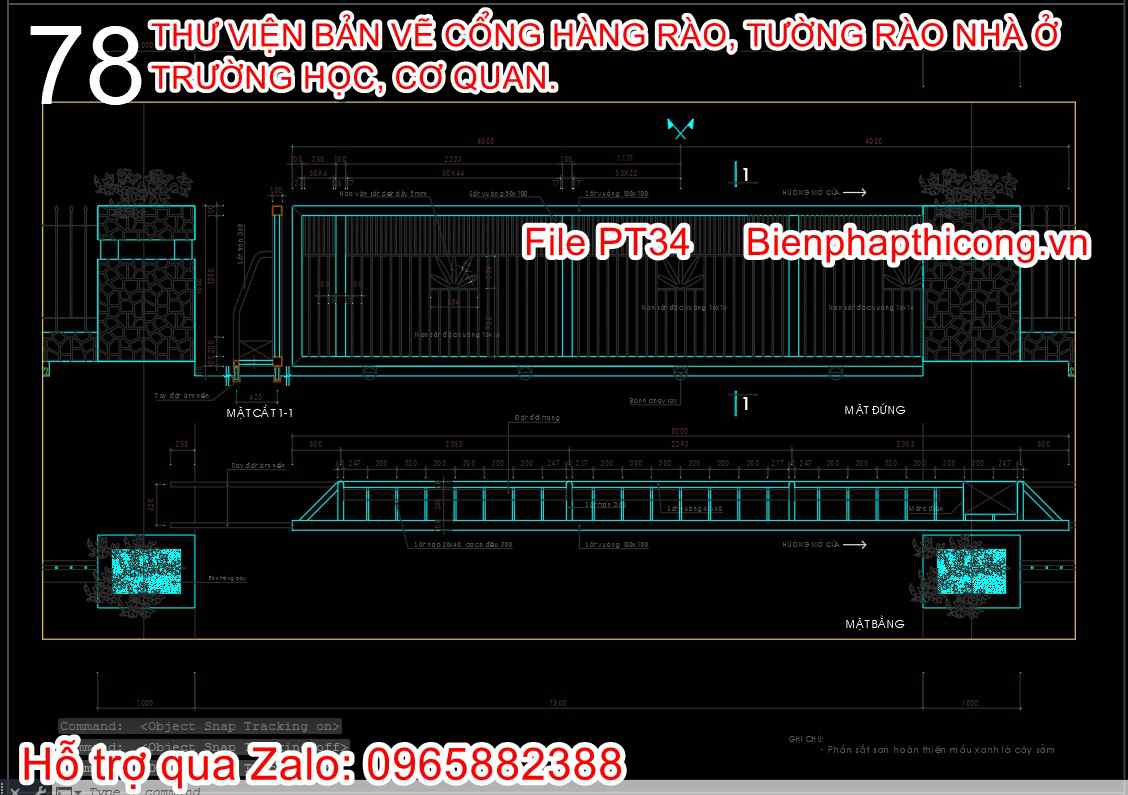 Tải file bản vẽ thiết kế cổng tường rào cửa lùa cad.