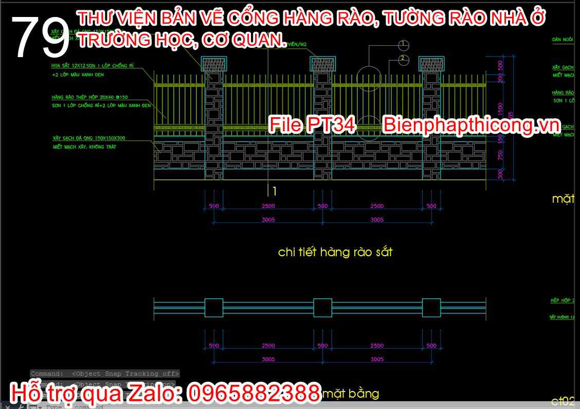 File dwg thiết kế chi tiết hàng rào sắt cad.