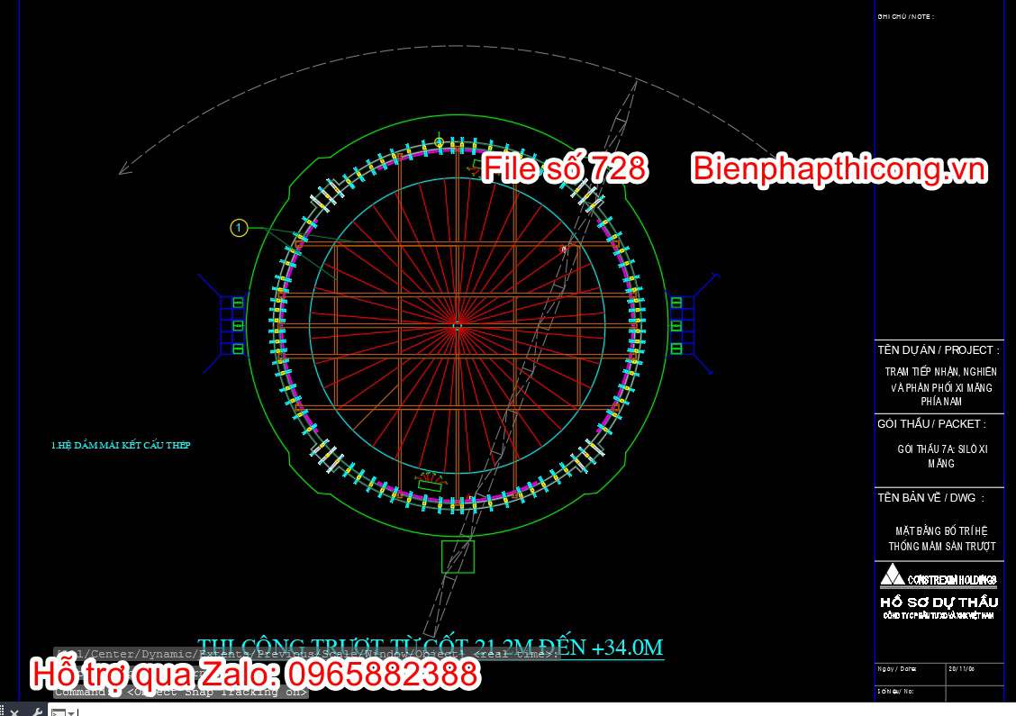 Bản vẽ bptc trượt silo xi măng.