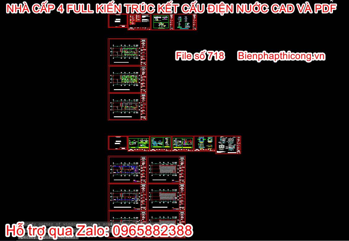 Bản vẽ thiết kế điện nước nhà cấp 4 autocad.
