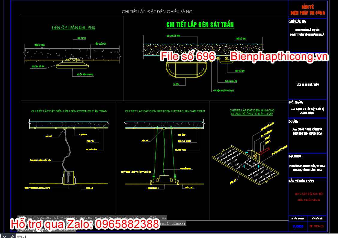 Biện pháp thi công lắp đặt đèn chiếu sáng, đèn ốp trần.