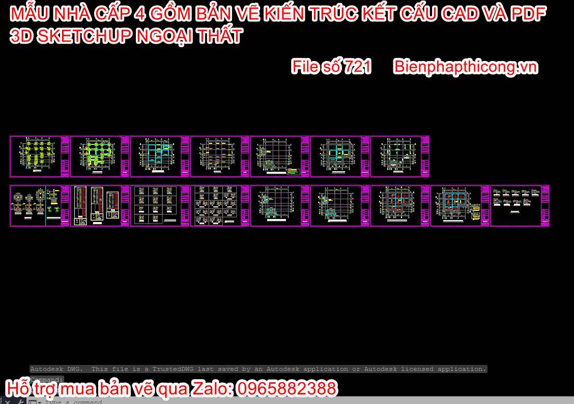 File cad bản vẽ kết cấu nhà cấp 4 ngang 12m mái nhật.