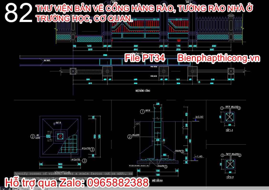 Mẫu bản vẽ cad thiết kế cổng lùa khu công nghiệp.
