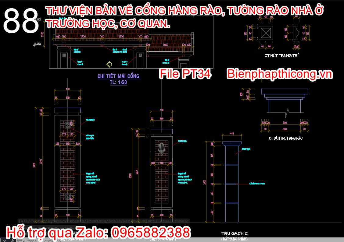 Bản vẽ thiết kế chi tiết mái cổng 2 cánh 4 cánh.