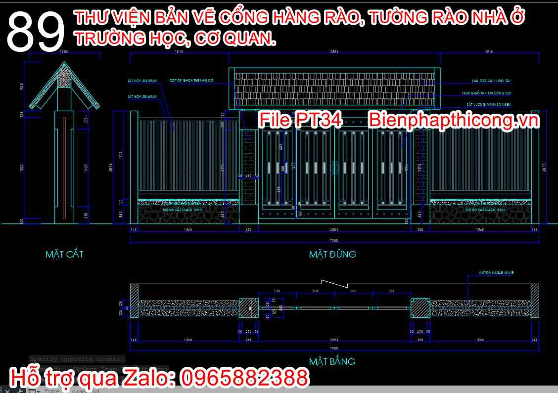 Mặt đứng thiết kế cổng 4 cánh biệt thự đẹp.