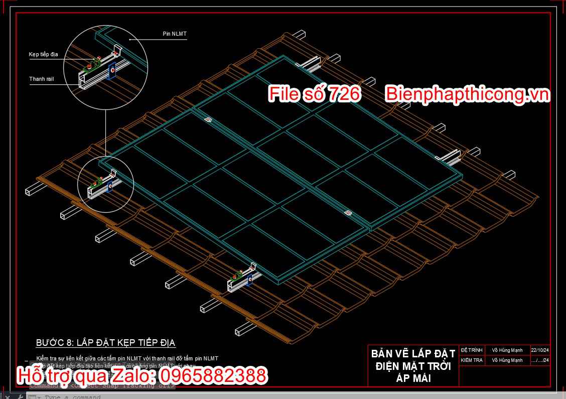 Bản vẽ biện pháp thi công lắp đặt kẹp tiếp địa NLMT.