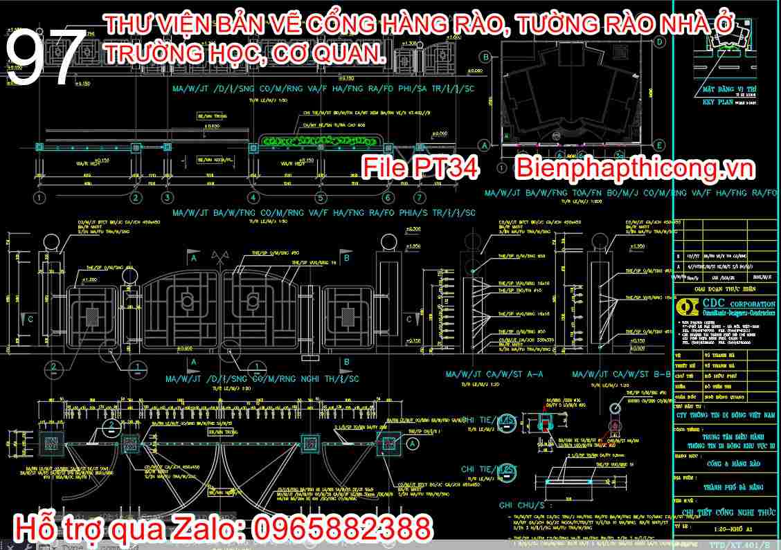 Bản vẽ thiết kế chi tiết cổng hàng rào.