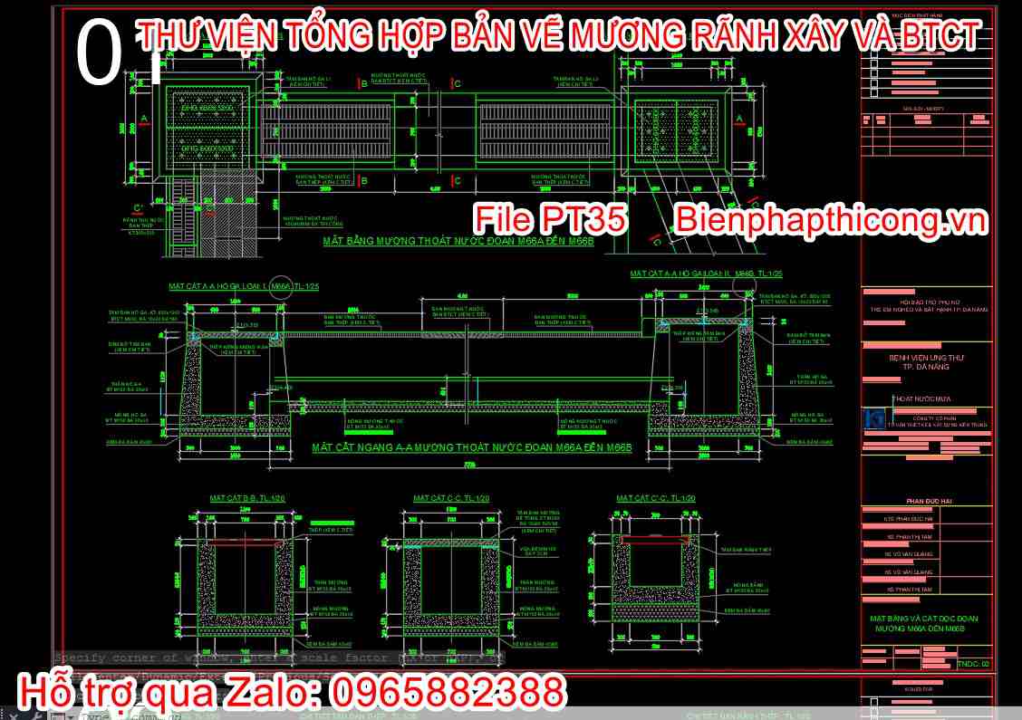 Bản vẽ cad thiết kế mương thoát nước.