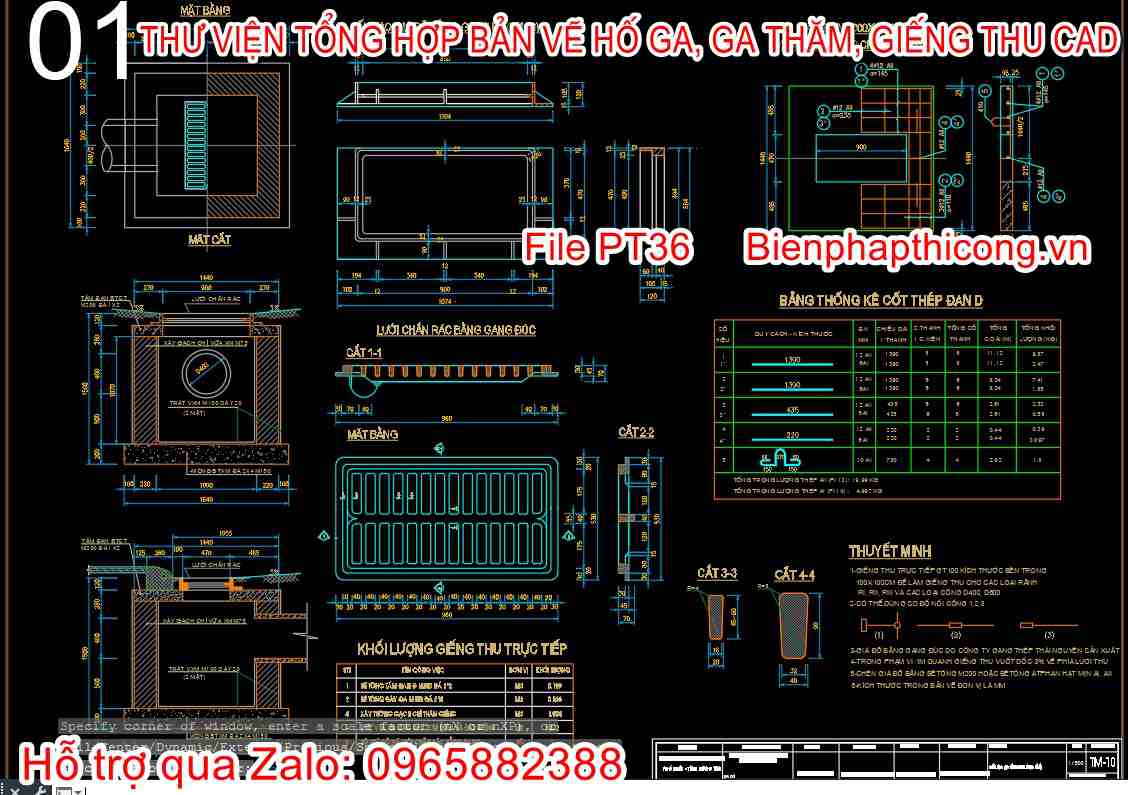 Bản vẽ thiết kế ga thu mưa trực tiếp.