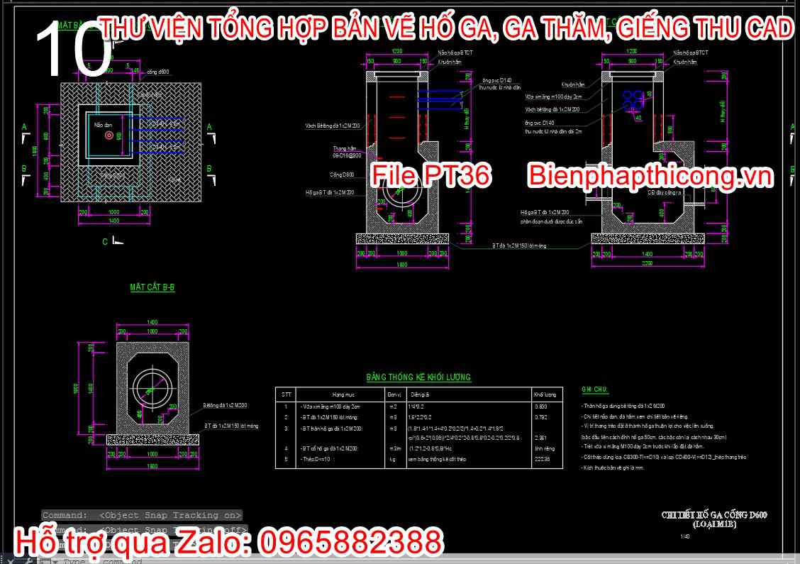 Bản vẽ cad thiết kế hố ga bê tông.
