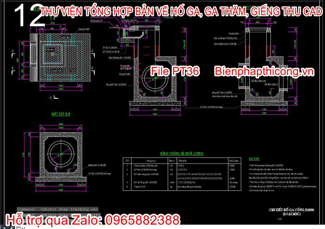 Bản vẽ thiết kế chi tiết hố ga cống d1000.