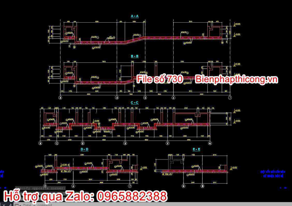 Bản vẽ kết cấu bể bơi kinh doanh trong nhà.