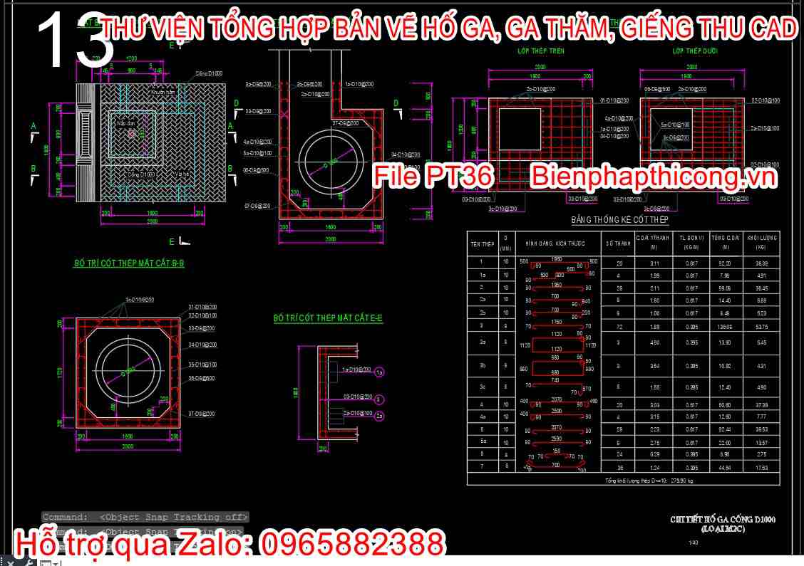Bản vẽ kết cấu thép hố ga d1000 cad.