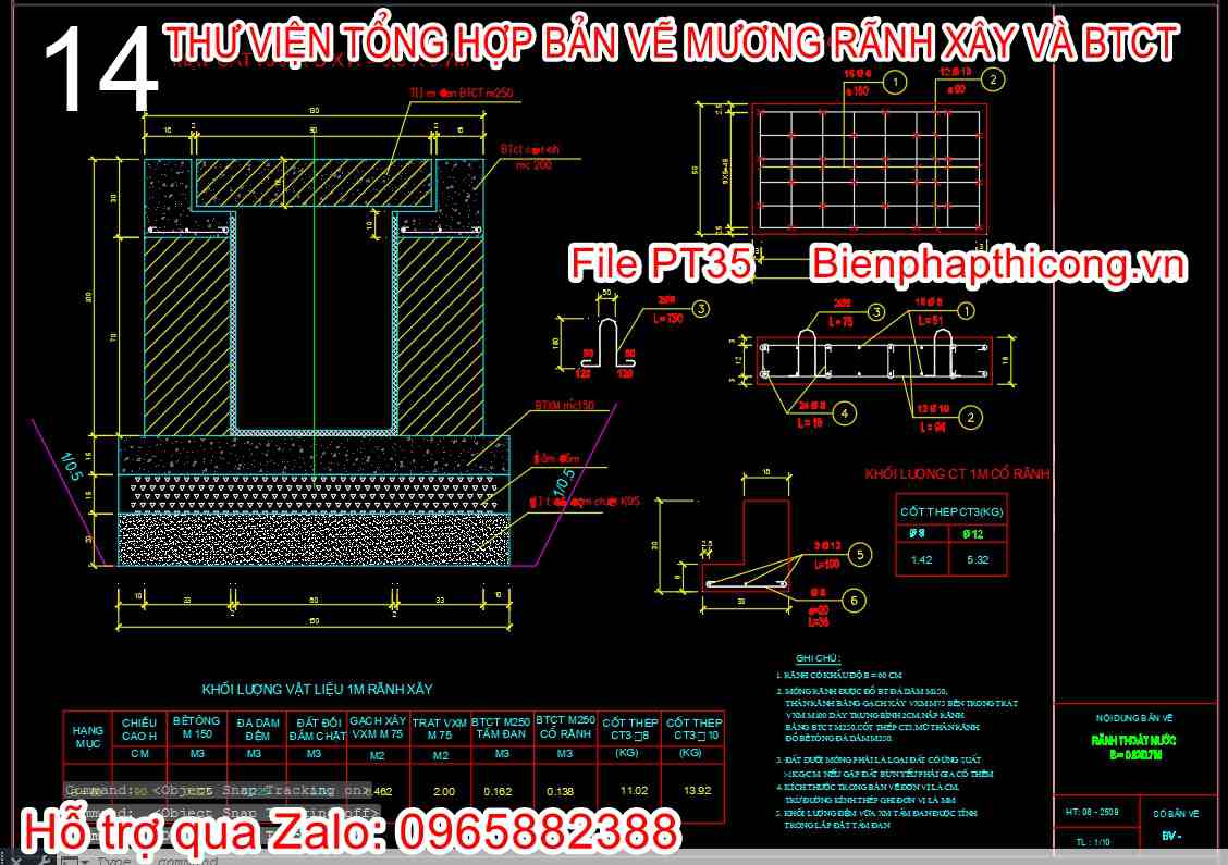 Bản vẽ rãnh b x h = 0,6m x 0,7m