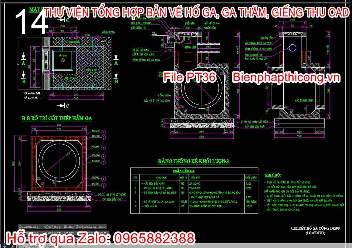 Bản vẽ thiết kế hầm ga cống d1500.