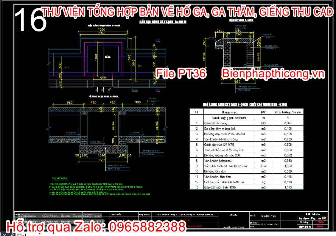 Bản vẽ thiết kế hố ga rãnh xây gạch.