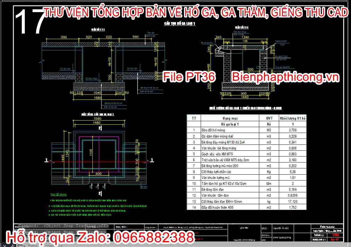 Bản vẽ thiết kế chi tiết hố ga đô thị.